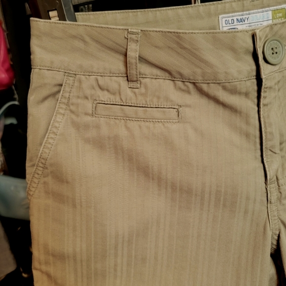 OLD NAVY ♡ Sweet Military Green Cotton Low Waist Bengal Striped Bermuda Shorts 6 - Picture 8 of 16